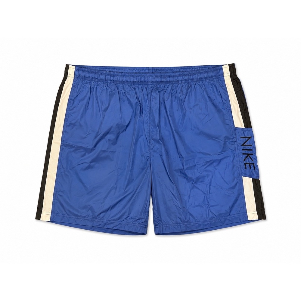 Nike Men's XL Blue Nylon Athletic Shorts Black White Side Stripe